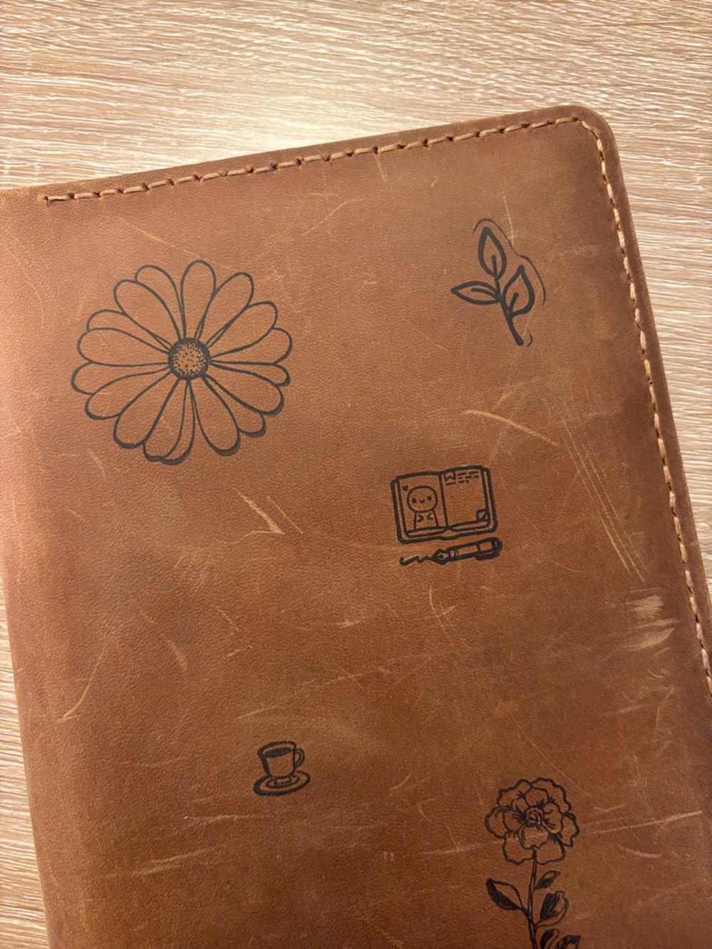 A5 Slim Leather Stamped Cover for Notebook Planner - Picture 5 of 12